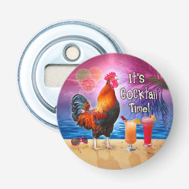 Funny Rooster Chicken Drink tropisch strand Zee Button Flesopener