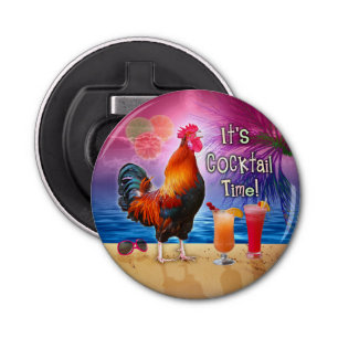 Funny Rooster Chicken Drink tropisch strand Zee Button Flesopener