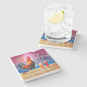 Funny Rooster Chicken Drink tropische braadnaam Stenen Onderzetter (Zijkant)