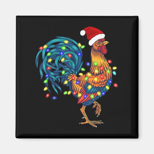 Funny Rooster Chicken Kerstlames Pajama Boerderij Magneet (Voorkant)