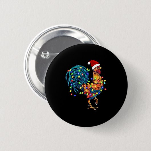 Funny Rooster Chicken Kerstlames Pajama Boerderij Ronde Button 5,7 Cm (Voorkant /achterkant)
