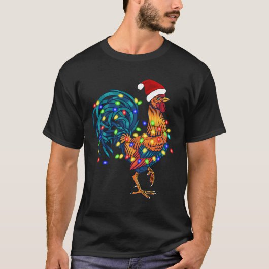 Funny Rooster Chicken Kerstlames Pajama Boerderij T-shirt (Voorkant)