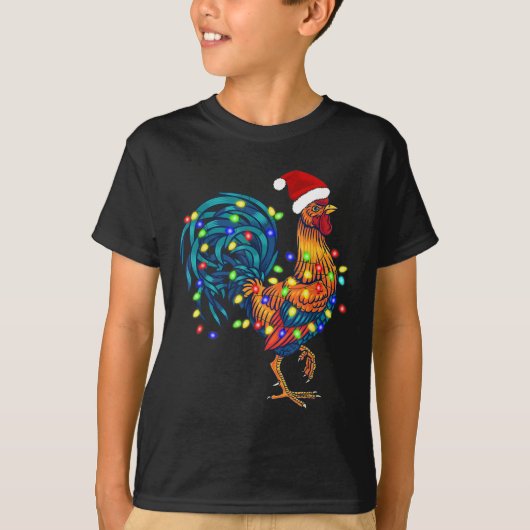 Funny Rooster Chicken Kerstlames Pajama Boerderij T-shirt (Voorkant)