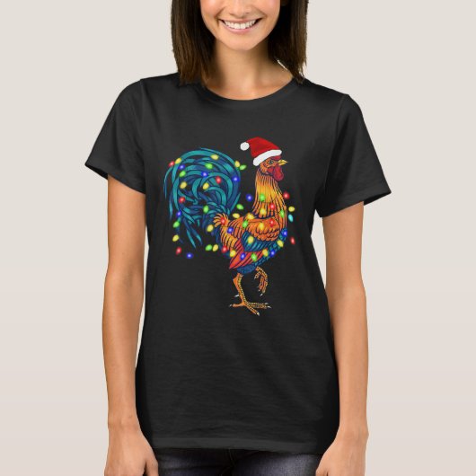 Funny Rooster Chicken Kerstlames Pajama Boerderij T-shirt (Voorkant)