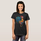 Funny Rooster Chicken Kerstlames Pajama Boerderij T-shirt (Voorkant volledig)