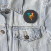 Funny Rooster Chicken Santa Christmas Lights Farme Ronde Button 5,7 Cm (In situ)