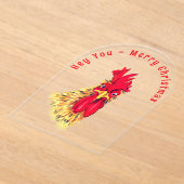 Funny Rooster Christmas Kaart - Aangepaste tekst Acryl Uitnodigingen (Laagn)