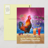 Funny Rooster Cocktails Tropisch strand Vacking Briefkaart (Voorkant / Achterkant)