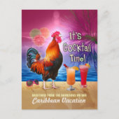 Funny Rooster Cocktails Tropisch strand Vacking Briefkaart (Voorkant)