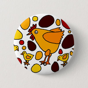 Funny Rooster en Chickens Art Abstract Ronde Button 5,7 Cm