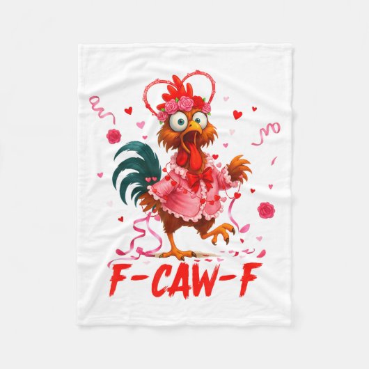 Funny Rooster F-caw-f Valentines Day Chicken Fcawf Fleece Deken (Voorkant)