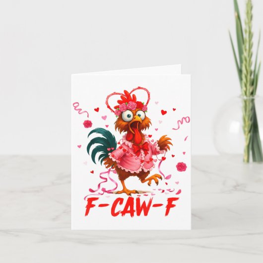 Funny Rooster F-caw-f Valentines Day Chicken Fcawf Kaart (Voorkant)