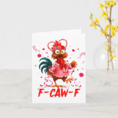 Funny Rooster F-caw-f Valentines Day Chicken Fcawf Kaart (Gele Bloem)