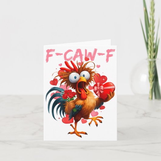 Funny Rooster F-caw-f Valentines Day Chicken Fcawf Kaart (Voorkant)