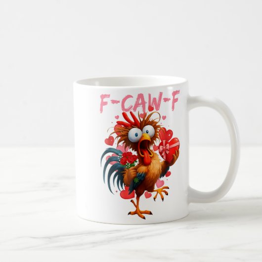 Funny Rooster F-caw-f Valentines Day Chicken Fcawf Koffiemok (Rechts)