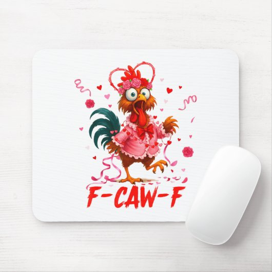 Funny Rooster F-caw-f Valentines Day Chicken Fcawf Muismat (Met muis)