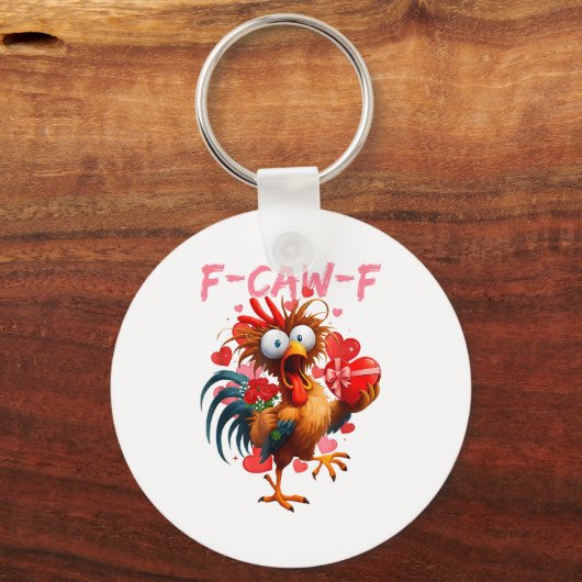 Funny Rooster F-caw-f Valentines Day Chicken Fcawf Sleutelhanger (Voorkant)