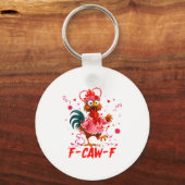 Funny Rooster F-caw-f Valentines Day Chicken Fcawf Sleutelhanger (Voorkant)