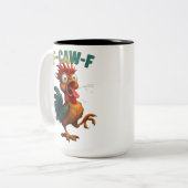 Funny Rooster Gift – F-Caw-F Chicken Design Tweekleurige Koffiemok (Voorkant links)