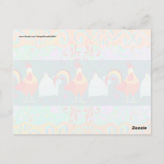 Funny Rooster Hen Funky Chicken Boerderij Animal G Briefkaart (Achterkant)