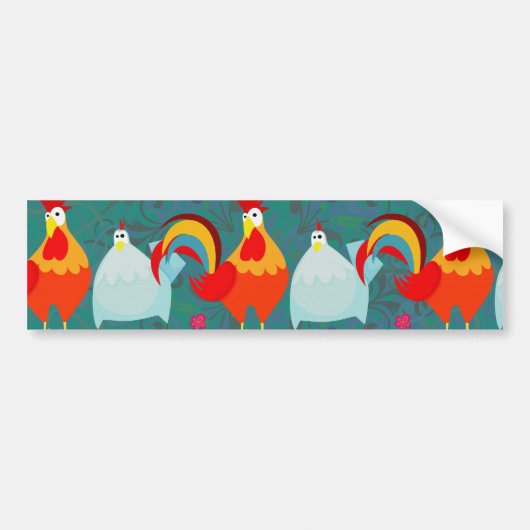 Funny Rooster Hen Funky Chicken Boerderij Animal G Bumpersticker (Voorkant)