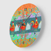 Funny Rooster Hen Funky Chicken Boerderij Animal G Grote Klok (Hoek)