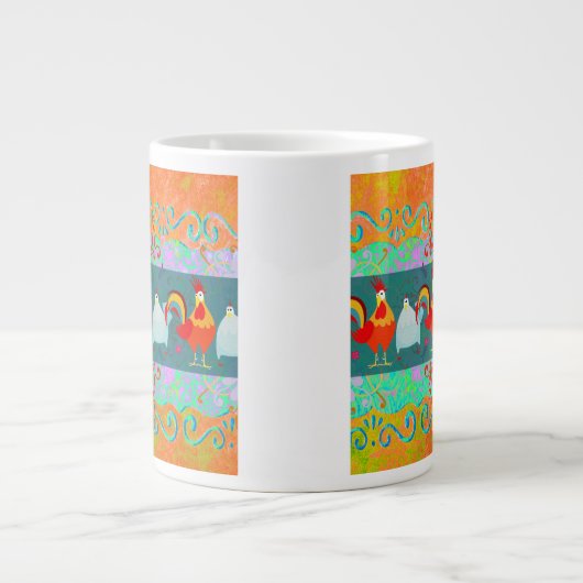 Funny Rooster Hen Funky Chicken Boerderij Animal G Grote Koffiekop (Voorkant)
