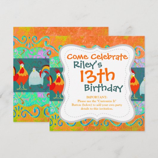 Funny Rooster Hen Funky Chicken Boerderij Animal G Kaart (Voorkant / Achterkant)