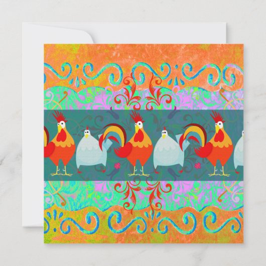 Funny Rooster Hen Funky Chicken Boerderij Animal G Kaart (Achterkant)