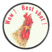 Funny Rooster Hockey Puck - Aangepaste tekst (Voorkant)