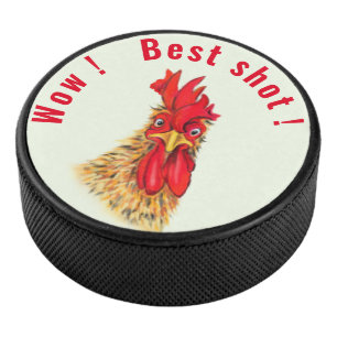 Funny Rooster Hockey Puck - Aangepaste tekst