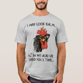 Funny Rooster/ik heb je drie keer geprikt T-shirt (Voorkant)
