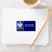 Funny Rooster In Santa Hat in Snow Gift Label labe (Insitu)