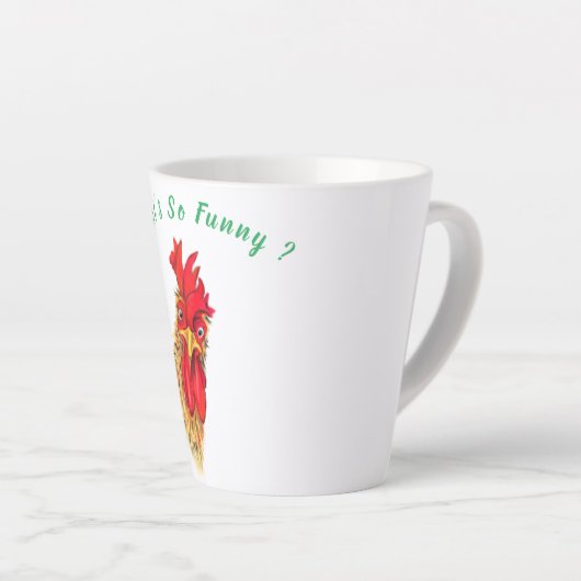 Funny Rooster Latte Mok - Aangepaste tekst (Rechterhoek)