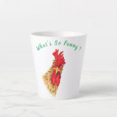 Funny Rooster Latte Mok - Aangepaste tekst (Voorkant)