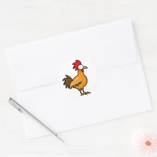 Funny rooster ronde sticker (Envelop)