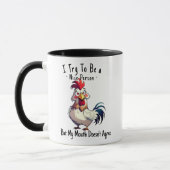 Funny Rooster Sarcastic Pun Coffee Mug - Bad Mouth Mok (Links)