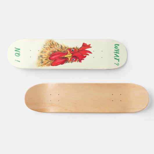 Funny Rooster Skateboard Custom Text (Horizontaal)