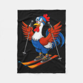 Funny Rooster Skiing Adventure Cartoon  Fleece Deken (Voorkant)