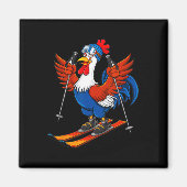 Funny Rooster Skiing Adventure Cartoon  Magneet (Voorkant)