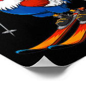 Funny Rooster Skiing Adventure Cartoon Poster (Hoek)