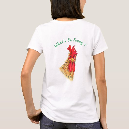 Funny Rooster T-Shirt - Aangepaste tekst (Achterkant)