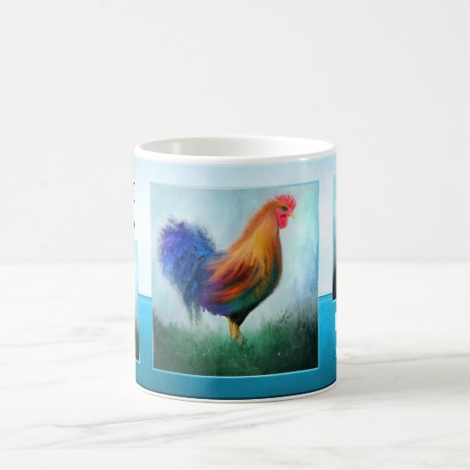 Funny Rooster Turquoise Koffiemok (Center)