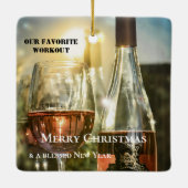 Funny Rosé Wine Workout Aangepast Keramisch Ornament (Achterkant)