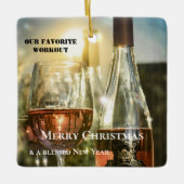 Funny Rosé Wine Workout Aangepast Keramisch Ornament (Voorkant)