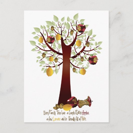 Funny Rotten Apple Family Tree Briefkaart (Voorkant)