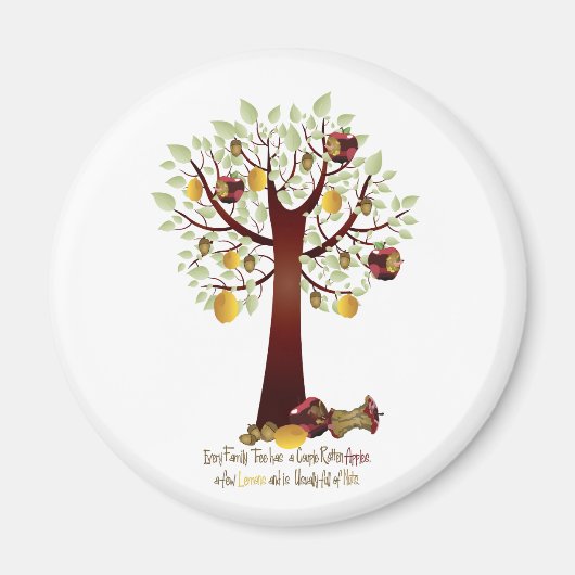 Funny Rotten Apple Family Tree Magneet (Voorkant)