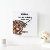Funny Rottweiler Dog Dad Waterverf Canine Art Vierkante Klok (Huis)