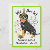 Funny Rottweiler Dog Donuts Birthday Party Kaart (Voorkant)