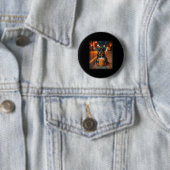 Funny rottweiler drinking iced coffee lover dog ronde button 5,7 cm (In situ)
